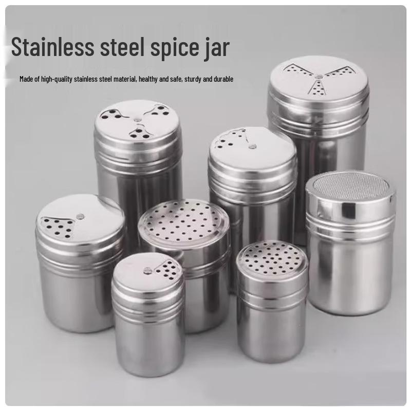 

SIFAR Stainless Steel Rotating Lid Spice Shaker Set Medium (10.5x6cm, 6-Pack)