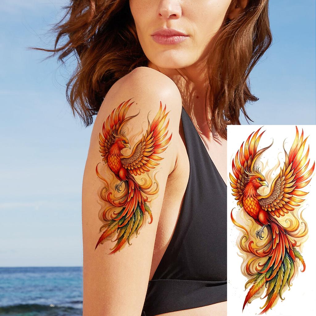 1 Sheet Colorful 3D Rose Flower Butterfly Temporary Tattoos For Women Adults Hand Foot, Waterproof Realistic Fake Tattoo Sticker