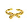 Medieval Vintage Micro-Inlaid Zircon Bow Open Ring Women'S Retro Light Luxury Niche High-End Index Finger Ring