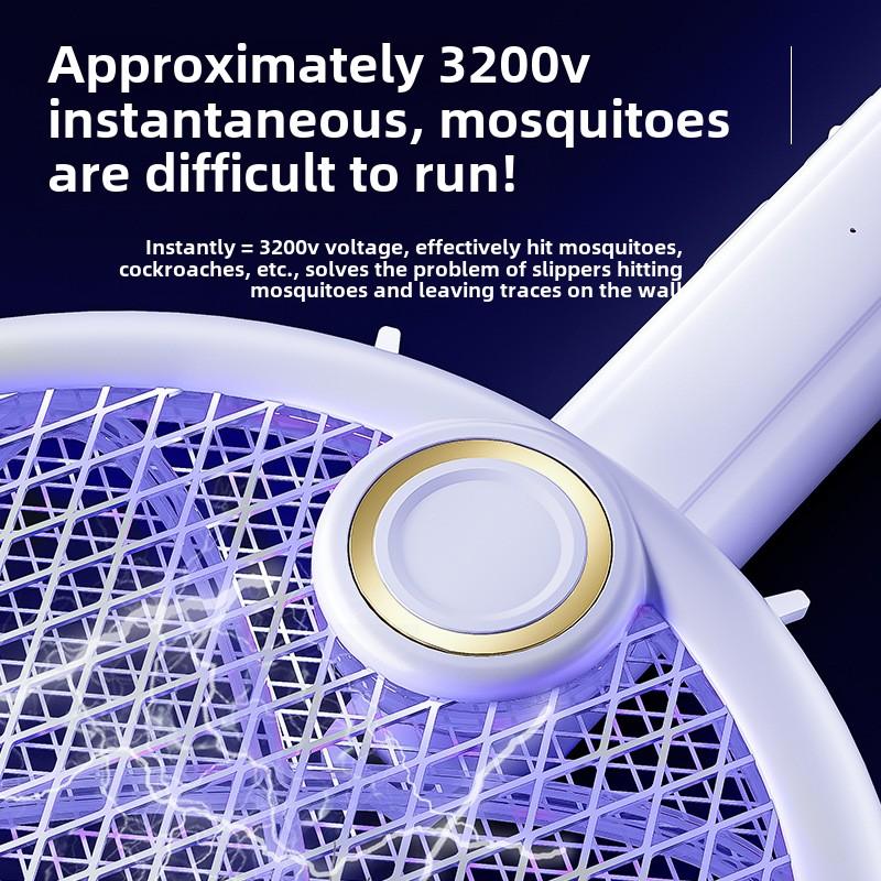 2 In 1 Household 180 Rotate Folding USB Rechargeable Electric Fly Bug Insect Mosquito Swatter Racket Killer Lamps with UV Light