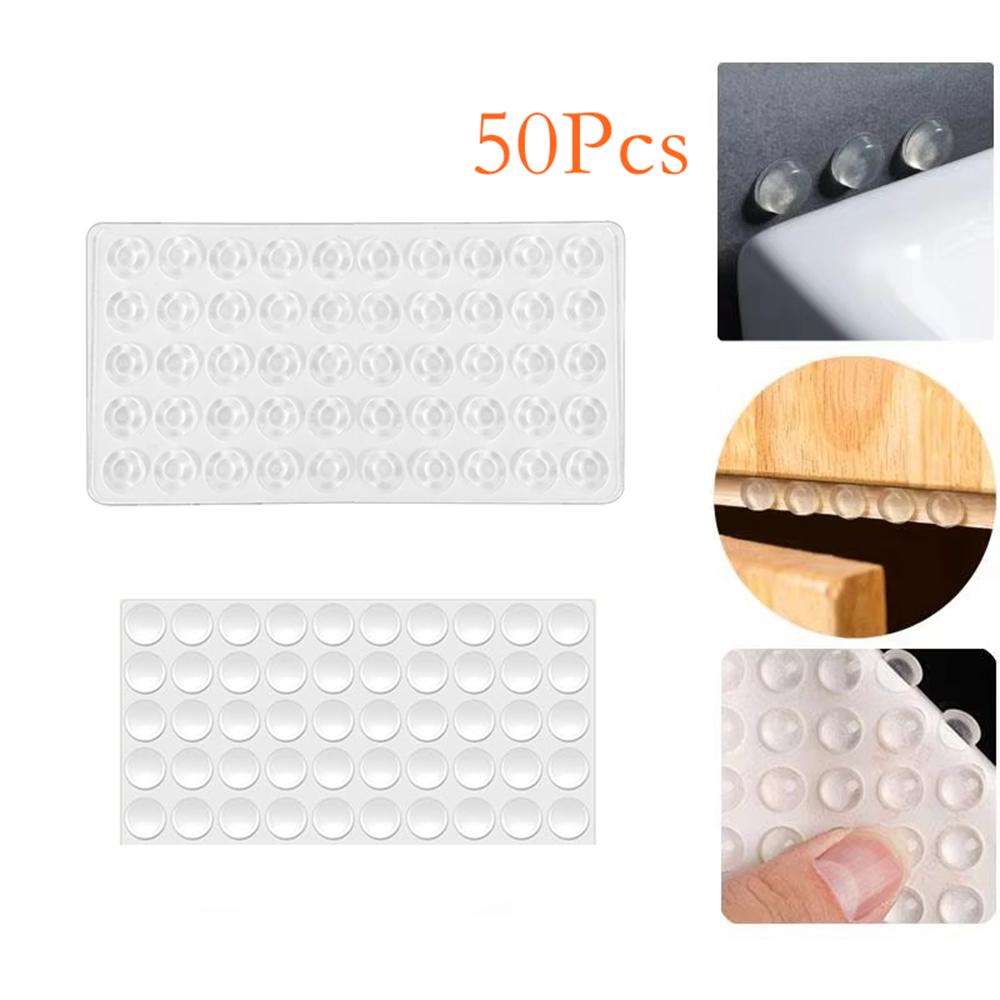 50 Stück/Blatt Gummi Silikon Antikollisionspartikel Selbstklebend Transparent Möbel Stoßstangenpolster Tür Schrank Toilette Schublade