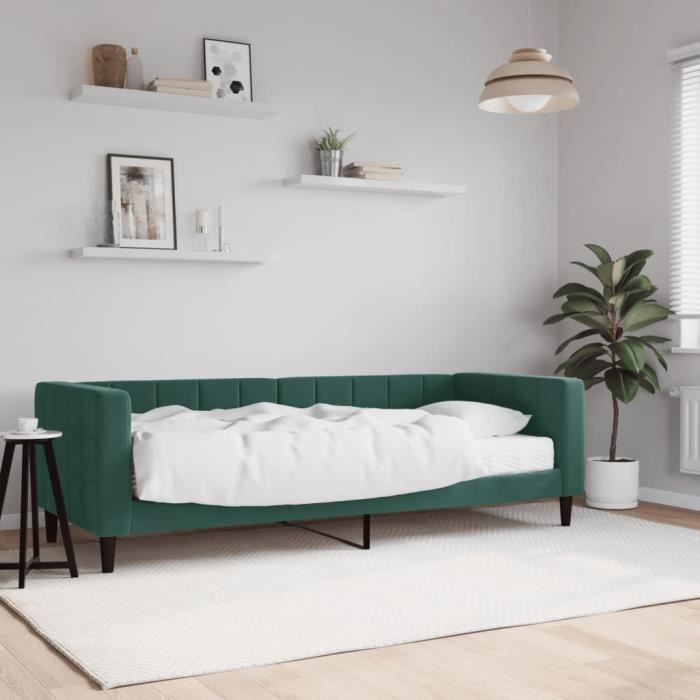 VidaXL Lit de jour avec matelas vert foncé 80x200 cm velours 3196662