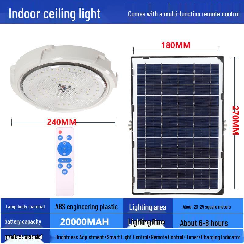 LED Solar Ceiling Light for Bedrooms, Living Rooms, Indoor and Courtyard Spaces - One-to-Two/Three/Four/Five/Seven Light Options
