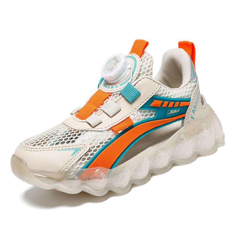 Boys Mesh Sneakers With Rotating Buckle Lightweight Breathable Casual Shoes Kids Fall