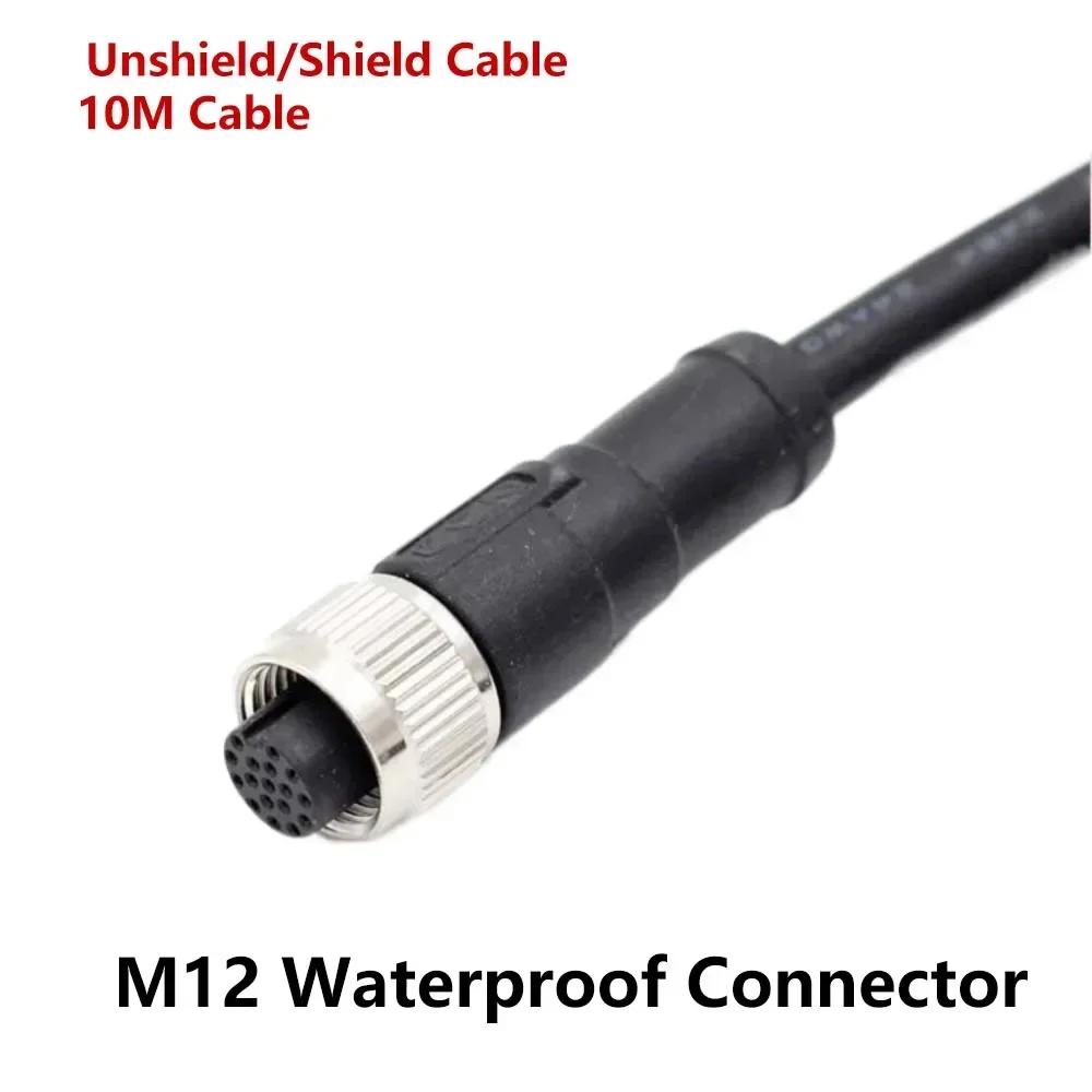 M12 2P 3P 4P 5P 6P 8P 12P 10M PVC PUR Unshield /Shield Cable Straight Curved Male Plug Power Adapter Aviation Connector IP67