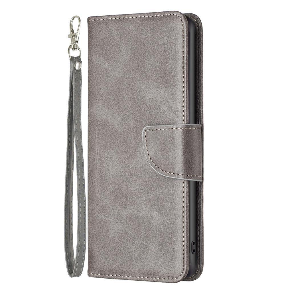 For iPhone 15 Phone Stand Cover Solid Color Fine Textured PU Leather Wallet Anti-Scratch Phone Case