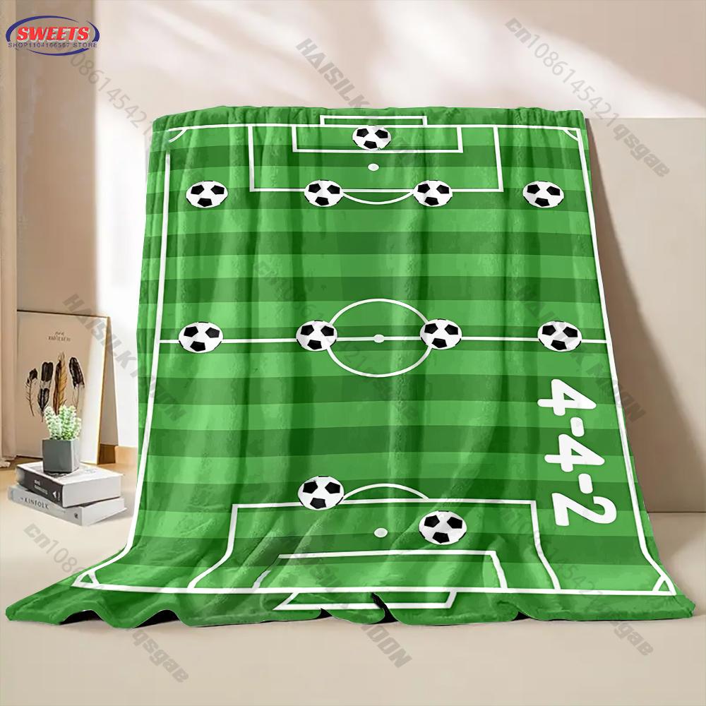Green Field Football Tactical Print Blanket, Home Sofa Chairs Bed Decor Blanket Football Lovers Gift Blanket Next Day Shipping