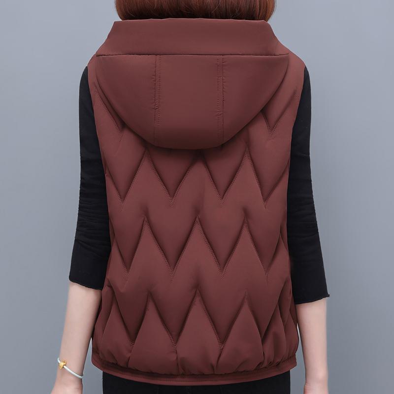 Gilet Invernale da Donna con Cappuccio Caldo Spesso Piumino Senza Maniche Donna Cappotti Corti Casual