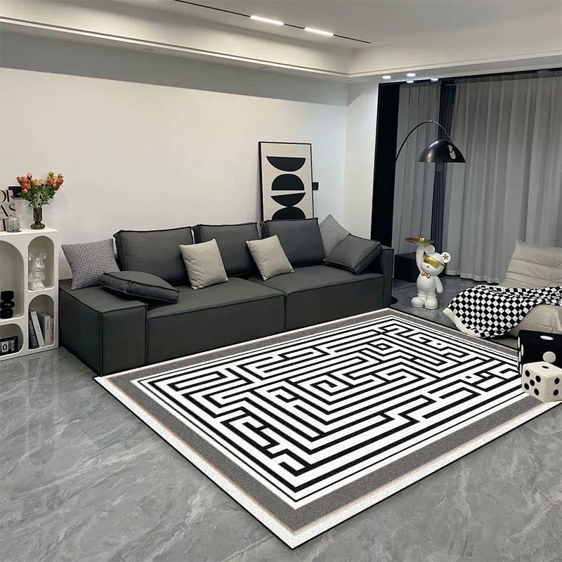 Luxury Classical Living Room Large Rug Simple Black White Bedroom Carpet Toilet Washroom Decoration Rugs Comfortable Floor Mats