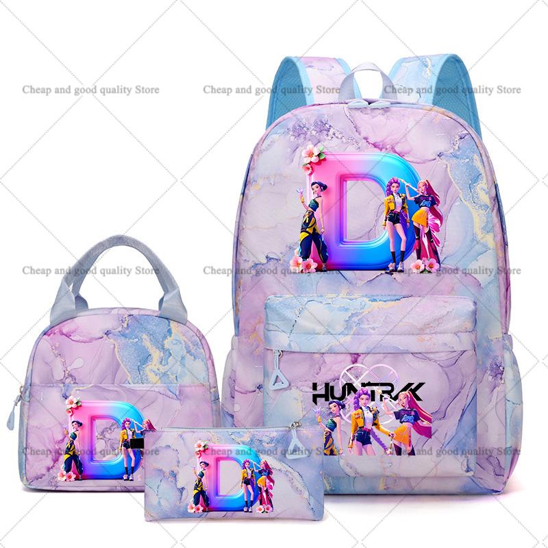 3PCS KPop Demon Hunters Backpack Lunch Bag Set School Bag Pencil Case Girl Back To School Perfect Gift Leisure Mochila Teens Travel Bags