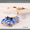 Set of 2 Retro Style Classic Car Shaped Keychains Cute Set Pair Retro Miniature Cars [EXDUCT] (Blue & Red)