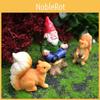 Resin Micro Landscape Decor With Sitting Dwarf And Squirrel For Indoor Garden And Desk Ornament