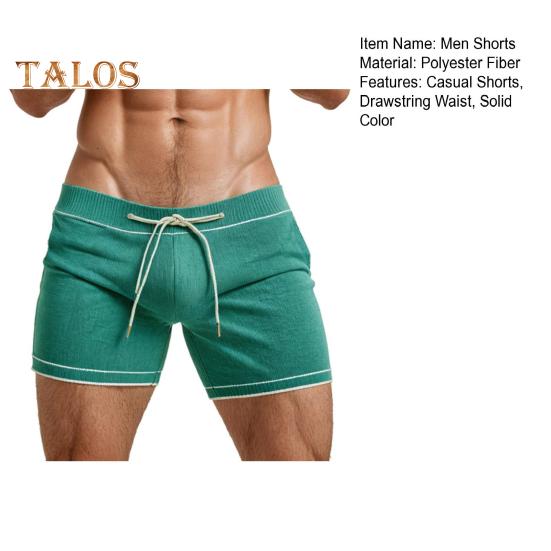 Men's Casual Summer Shorts Solid Color Streetwear Bottoms Drawstring Waist Breathable Gym Shorts for Fitness Running Beach