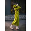 Autumn and Winter New Loose Large Knitted Hooded Long Dress with Velvet Hoodie, Casual Fashion Dress, Splicing Warm Skirt