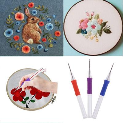3 kolory DIY długopis do haftu ręcznie haft igła narzędzie tkackie dziurkacz igła Craft