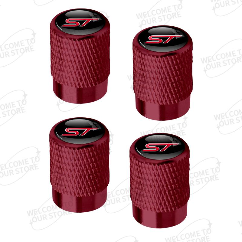 Aluminum For ST Logo Ford Focus Fiesta Mondeo Ecosport Puma Bronco C-MAX Hybrid 4pcs Car Decor Wheel Tire Valve Caps Stem Cover