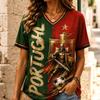 T-shirt à manches courtes et col en V pour femme avec imprimé graphique de football, coupe décontractée ample, haut pour un usage quotidien