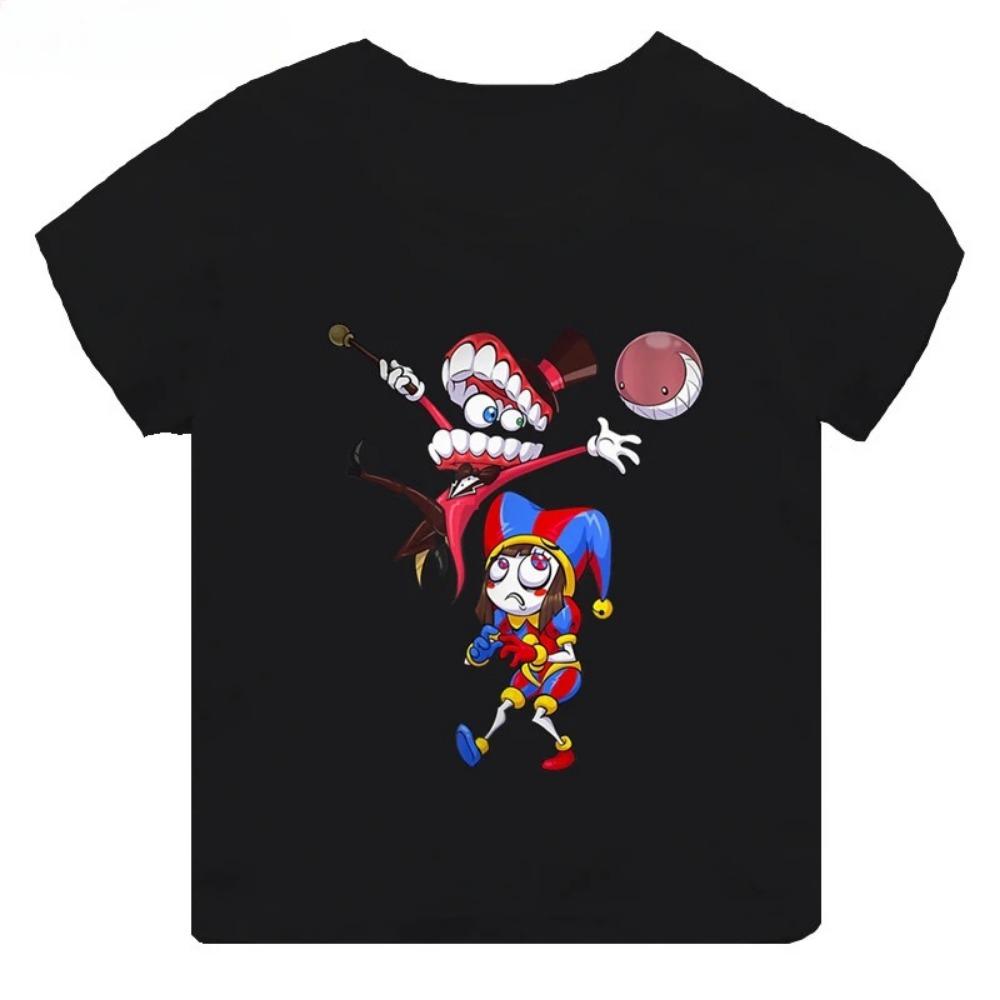 Hochwertige lässige Baumwoll-T-Shirts für Jungen und Mädchen, süße kurzärmelige neue digitale Zirkus-Print-T-Shirts für Mädchen, Kinderoberteile