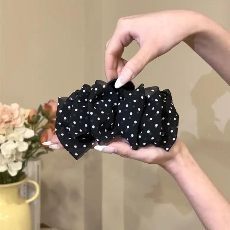 Gentle French Polka Dot Grab Clip For Women Hair Claw Hairpins Back Of Head Shark Clip Hair Accessories