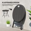 Foldable Round Garden Table for 4, Outdoor Dining Table with HDPE Tabletop and Steel Frame, 80 x 80 x 73 cm, Dark Grey