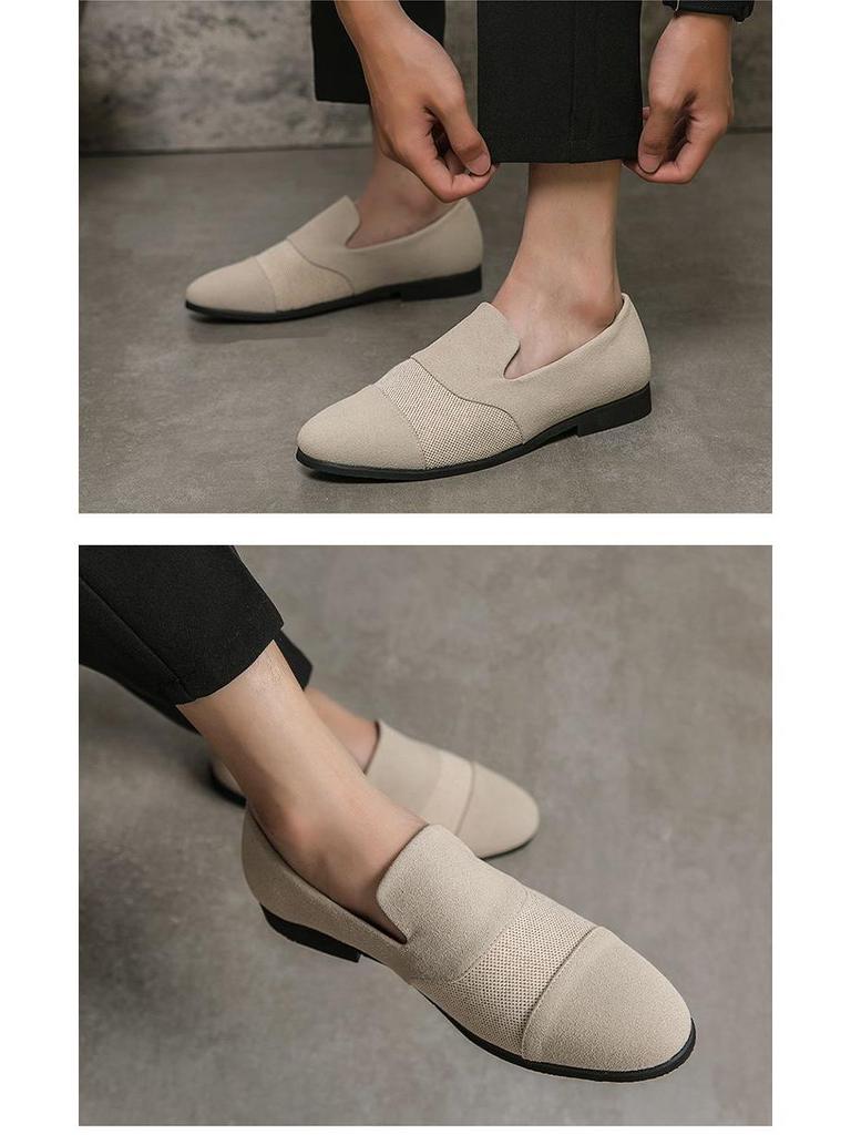 Men's Formal Leather Slip-On Loafers for Business, Mesh Nightclub, Hairstylists, and Driving.