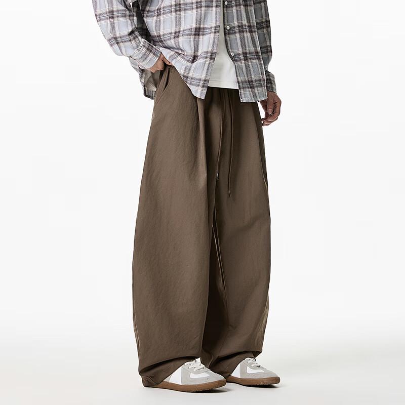 VUUG Men's Pleated Japanese Style Wide-Leg Cargo Pants