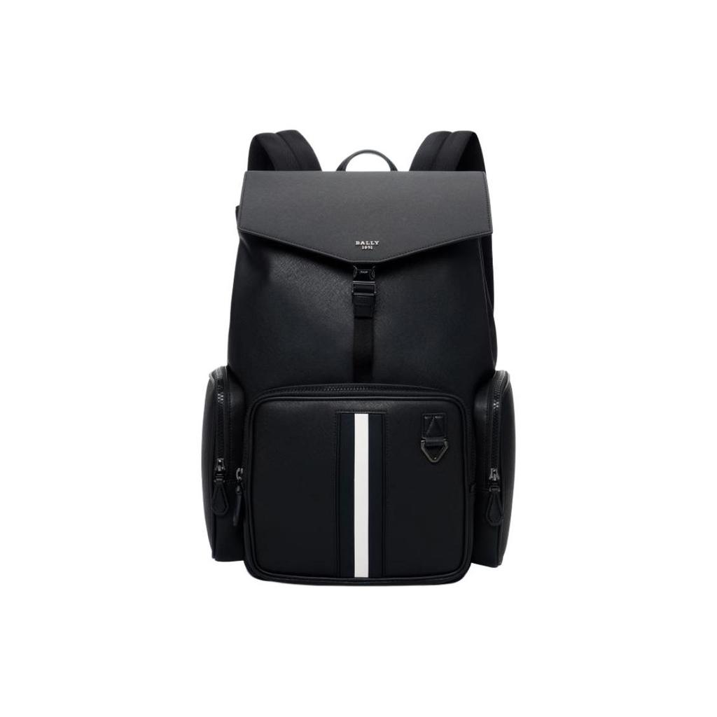 Bally Classic Stripe Leather Backpack Medium Men Backpacks Black 6238750
