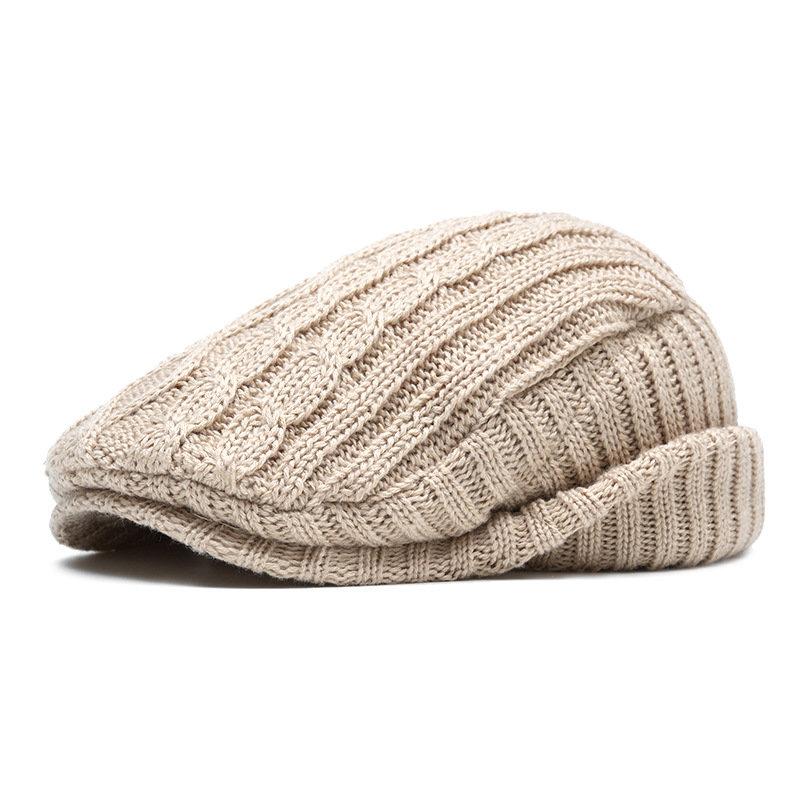 

Autumn and Winter Knitted Woolen Hats Beret Caps Women Versatile Forward Hats Ear-protecting and Fleece Warm Men s Baseball Caps 55-60cm Adjustable бежевый