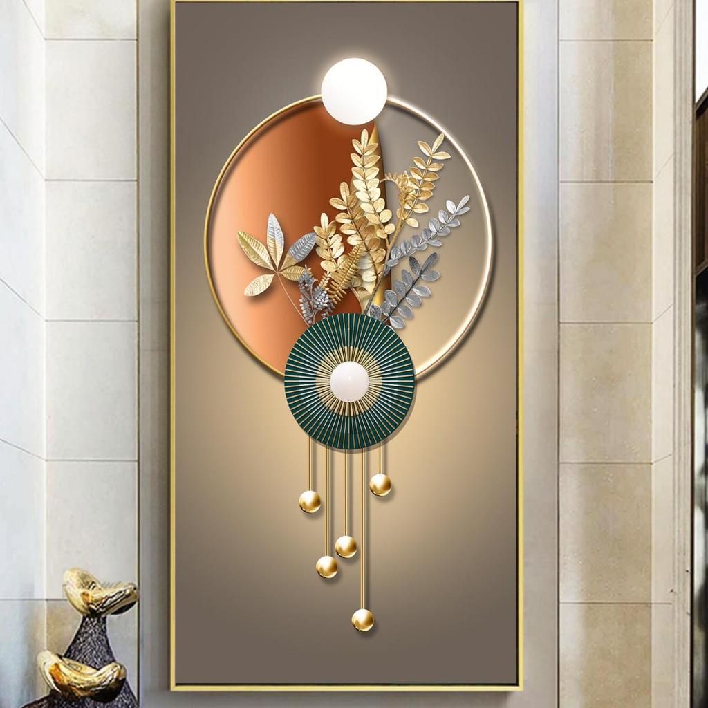 Frameless Ginkgo Leaf Abstract Wall Art for Living Room or Bedroom