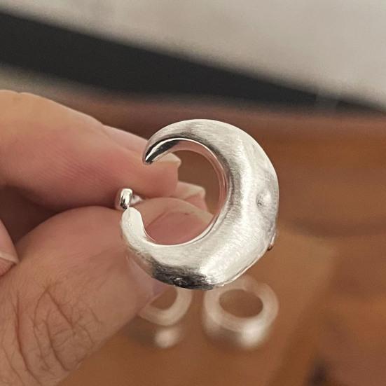 Simple Silver Band Ring Adjustable Open Ring Minimalist Handmade Wide Band Ring Couple Jewelry for Men Women