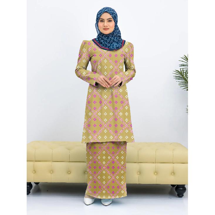2025 New Diamond Pattern Pahang Kurung Women Muslim Suit Comfortable Breathable Elegant Fashion Women Pahang Kurung