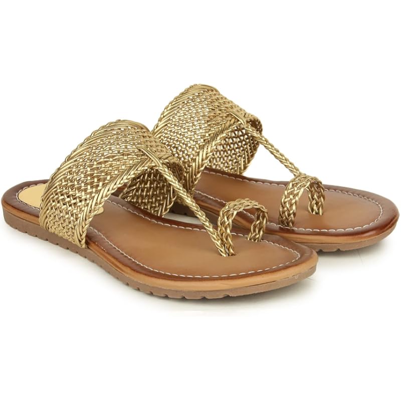 Shoetopia Girls Gold Stylish Trending Flats-Eu38
