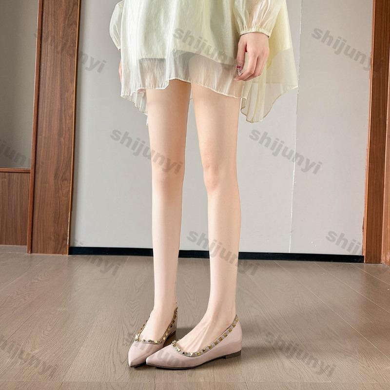 Fashion Women's Flats Spring Summer Fashion Rhinestone Pointed Casual Shoes Comfortable Height Increase Lightweight Breathable Sandals