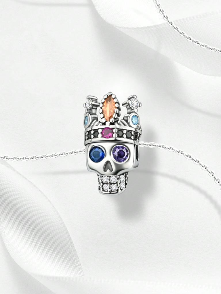 Charms Plata Copper Colors Halloween Skull Ghost Heartshaped Beads Pendant For Original Bracelet For Women Diy Jewelry Love Gift