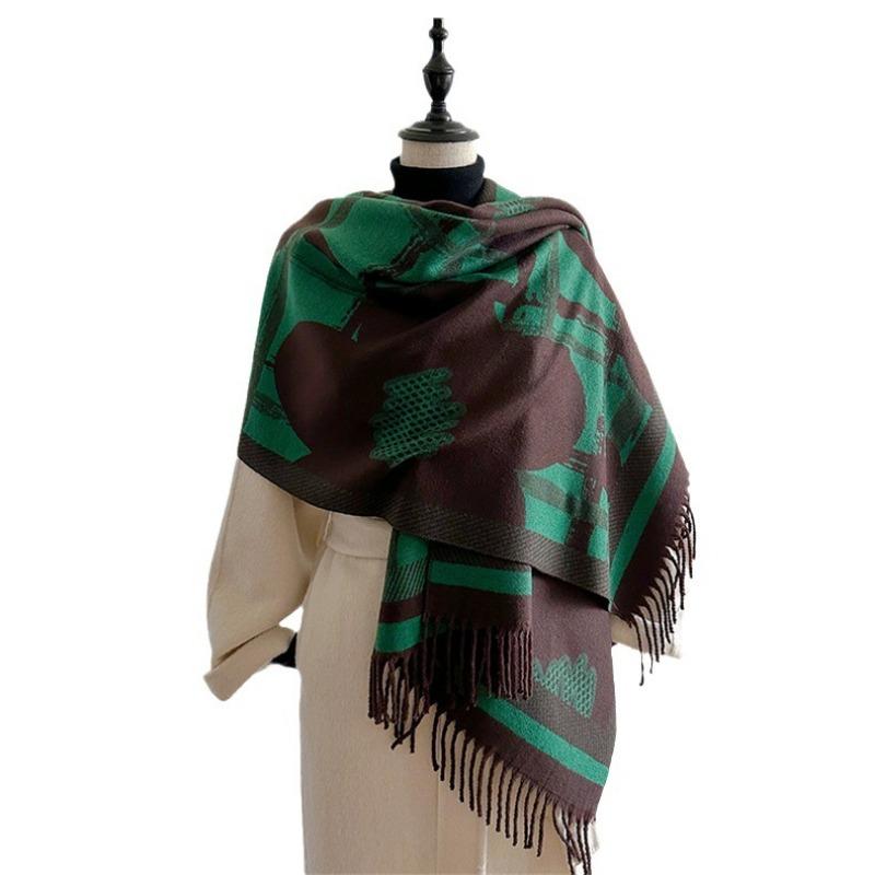 Plaid scarf women's winter versatile new imitation cashmere shawl thickened warm student couple scarf