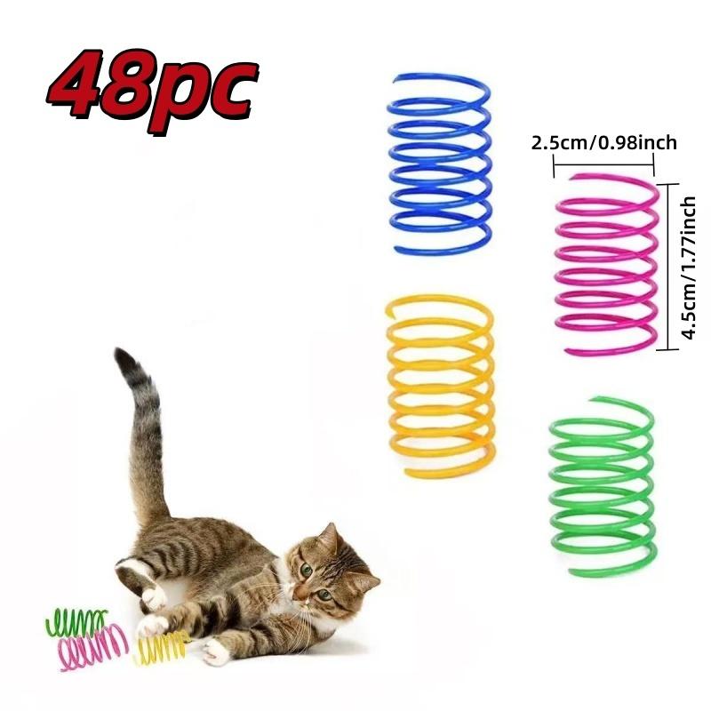 Colorful cat spring toy - suitable for indoor cats and kittens to play, chase, bite - interactive and rich toys, safe plastic