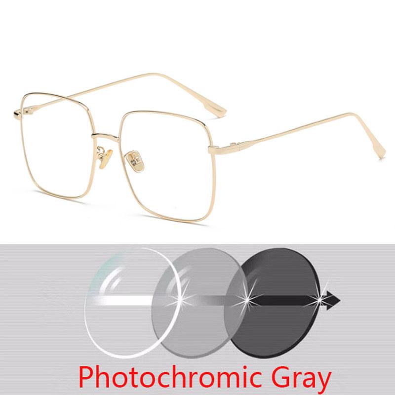 Big Frame Square Myopia Women Diopter Eyeglasses Metal Black Nearsighted Eyeglasses Prescription 0 -0.5 -0.75 To -6.0