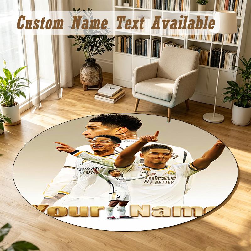 Tappeto Rotondo Nome PersonalizzatoJude Bellingham Pattern Tappeto Antiscivolo Decorazione Pavimento Casa