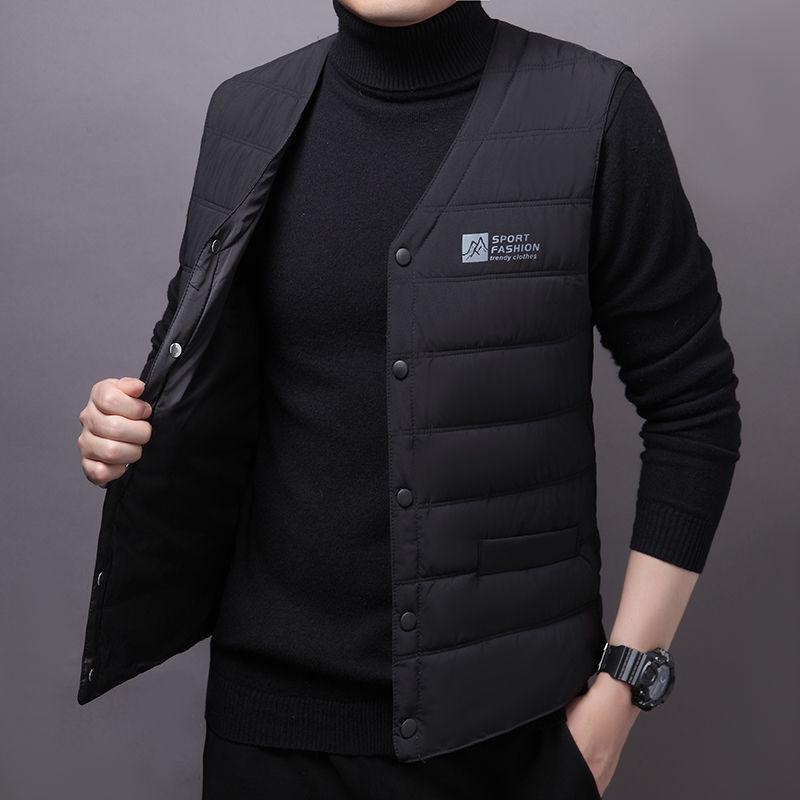 Men's Full Cotton Short Vest - Autumn/Winter Warm, Loose Fit, Plus Size, Casual Dad Style Gilet