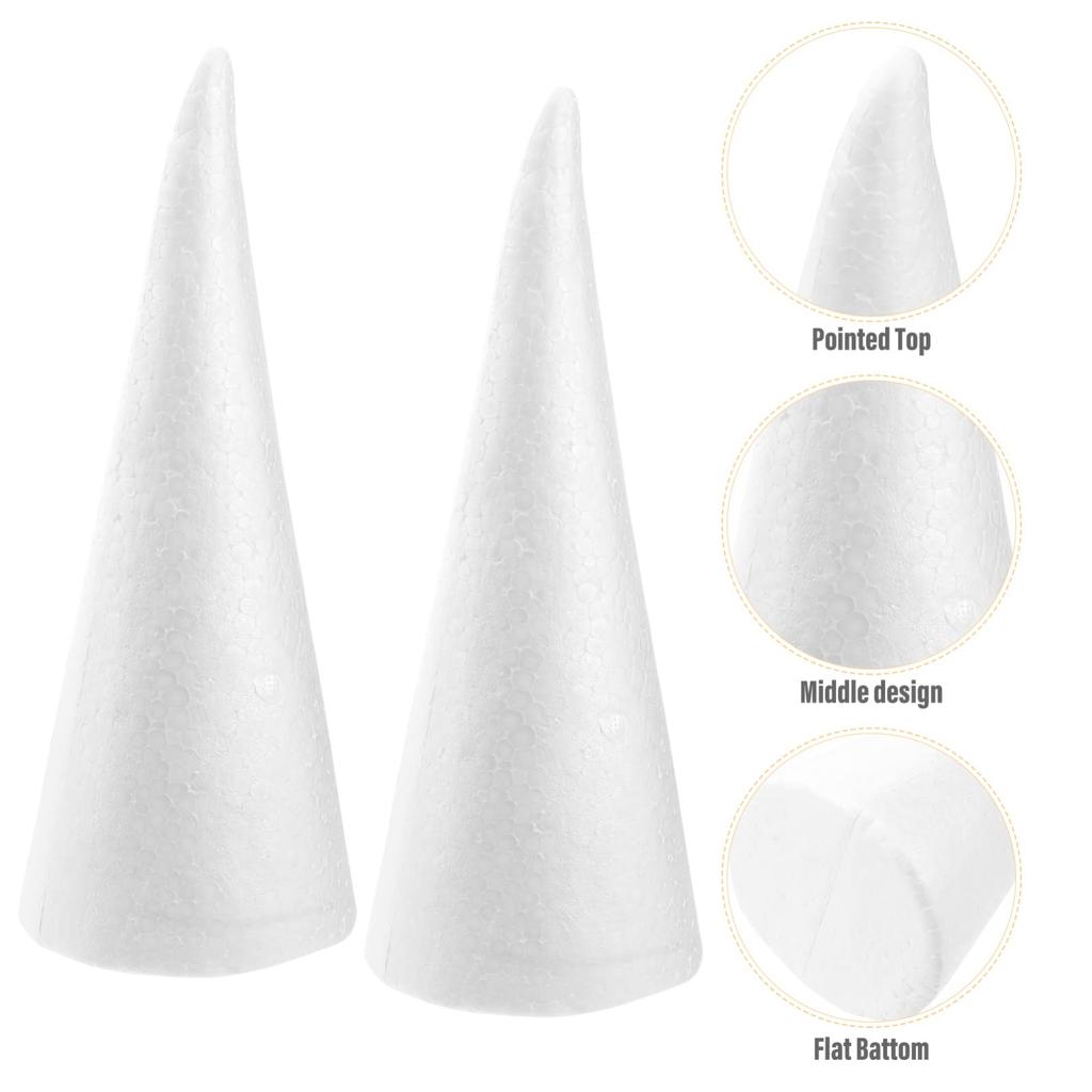 EXCEART Styrofoam Cone Shapes for DIY Handmade Christmas Tree Making, Toys, Colorable Accessories, Models, and Ornaments, White, Set of 6