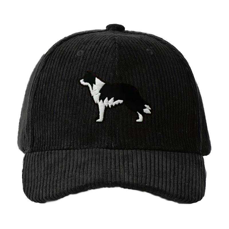 

Border Collie Corduroy Cap Embroidered Dog Design Unisex Snapback Hat for Men Women Casual Streetwear Animal Lover Hat Gift чёрный