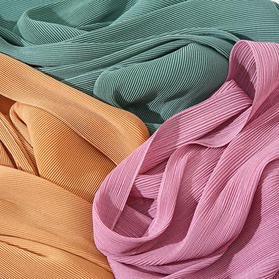 Newest Pleated Bubble Chiffon Instant Hijabs Plain Crinkle Shawls Scarf Lady High Quality Soft Thick Muslim Wraps 180*85Cm