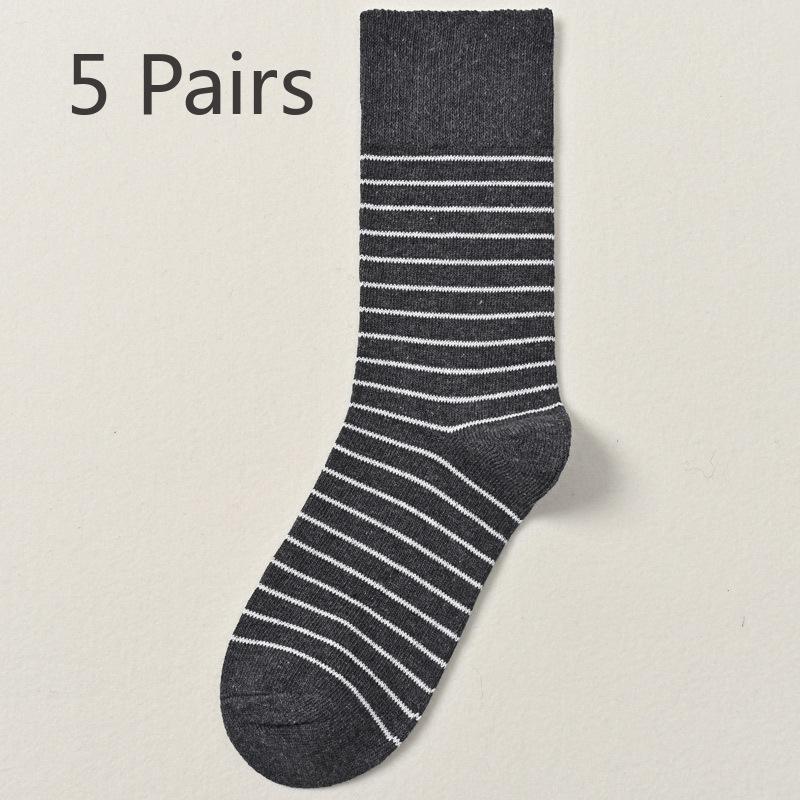 

5 Pairs of New Men s Spring and Autumn Stripes Sweat Absorbing Breathable Deodorizing High Grade Cotton Socks 5 Pairs темно-сірий