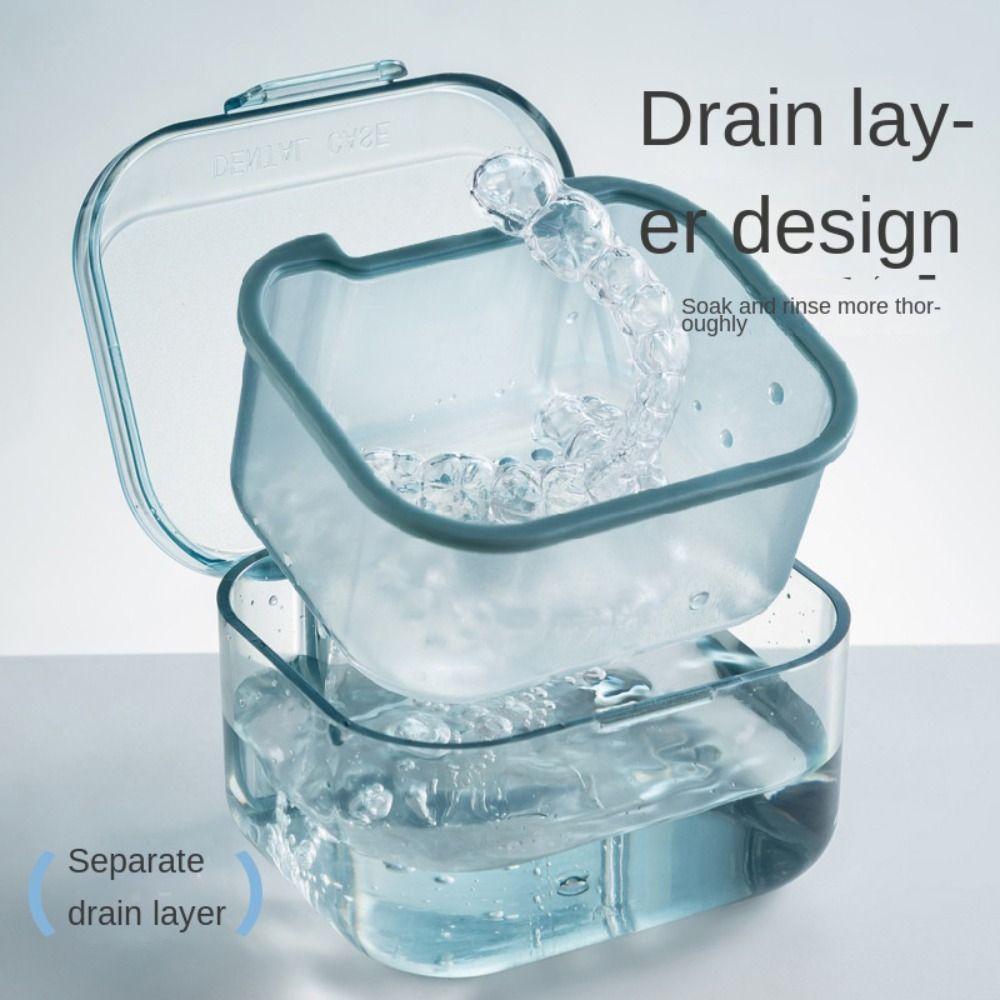 Cleaning Box Oral Mouthguard Container Sealed Denture Bath Box Teeth Braces Box Dental Storage Case False Teeth Storage Box