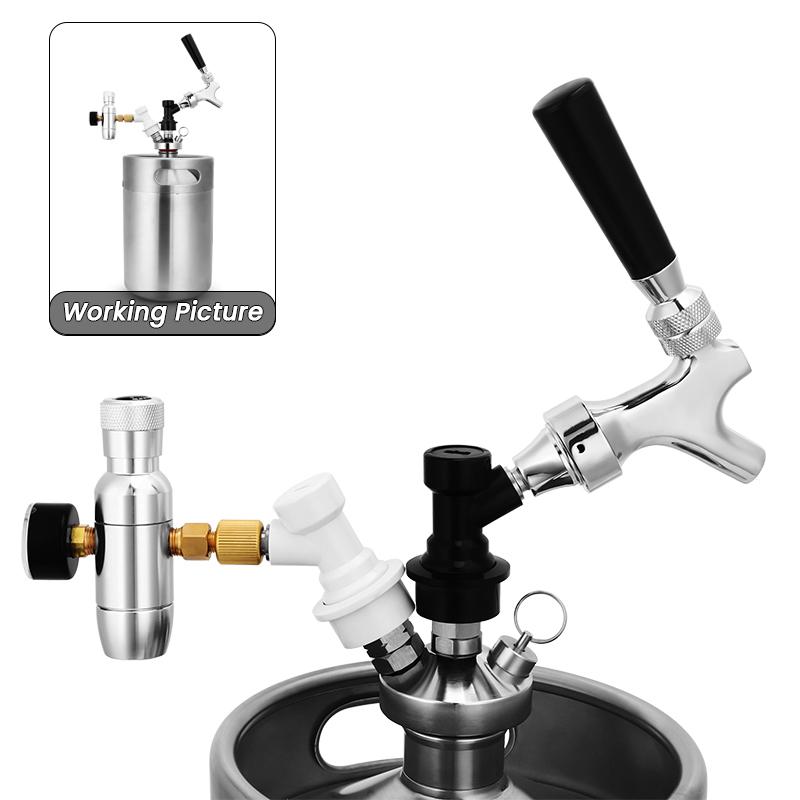 Upgraded Mini Co2 Charger(two-stage), 0-60 PSI Beer Co2 Regulator Stable Pressure Control Homebrew Mini Keg Growler Charger Kit