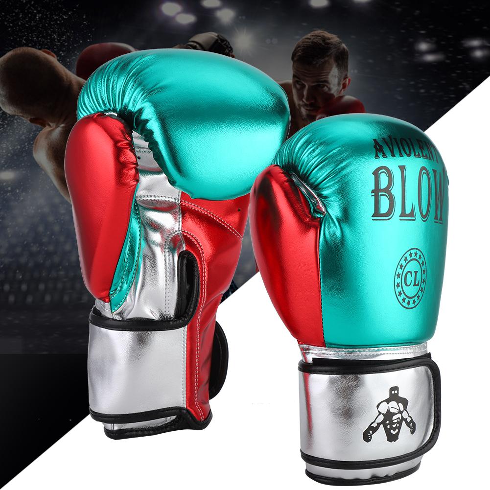1 Pair Unisex PU Boxing Gloves Sanda Punching Sparring Sandbag Training MittsGreen