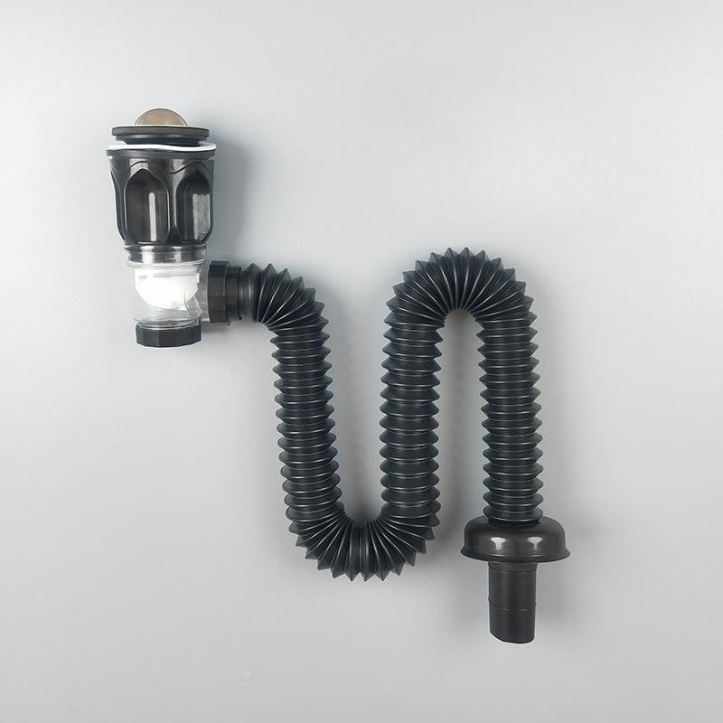 Sink Drain Kit with Extendable P-Trap, Can Be Installed Straight or Side-Mounted Drain Pipe,  Sink Accessory, Sink Drain Pipe