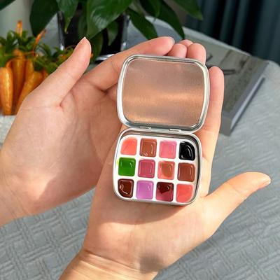 Portable Empty Watercolor Tin Box 12Grids Mini Watercolor Paint Palette Travel Painting Paint Tray Art Supplies