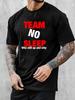 Unisex O Neck Tee Team No Sleep Slogan Letter Print Cotton Short Sleeve Loose Summer Street Breathable Daily Casual Basic Wear Top