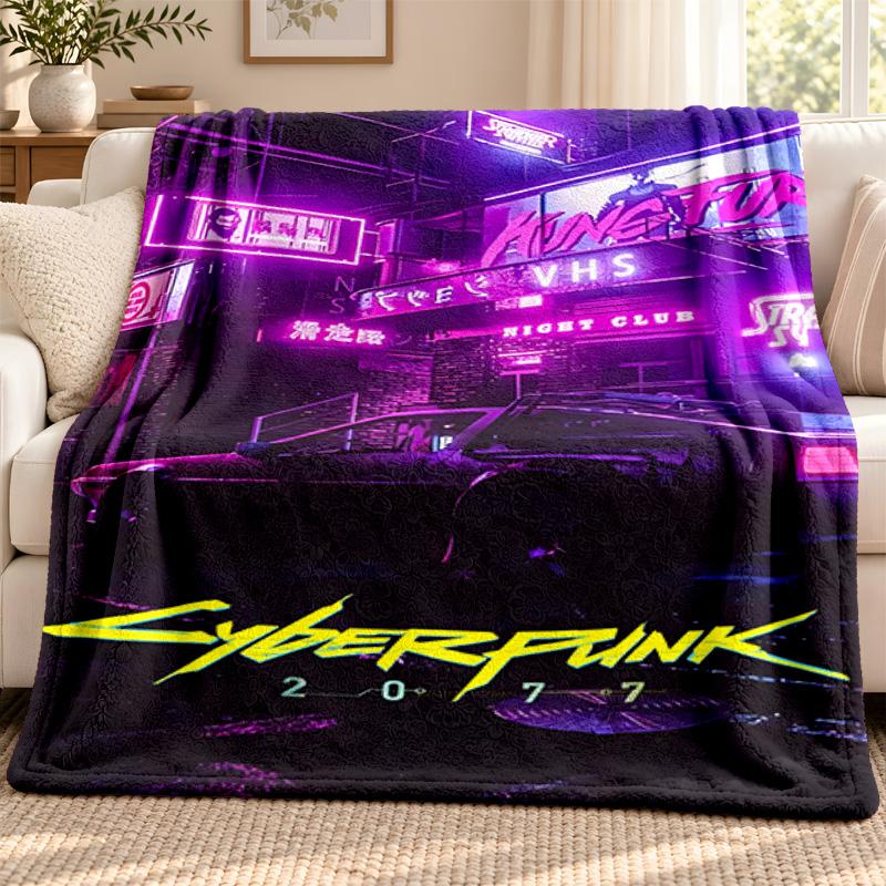 Cyberpunk 2077 blanket Flannel Blanket Soft Cozy Plush Throw for Sofa Bed Lightweight Home Decoration Outdoor camping